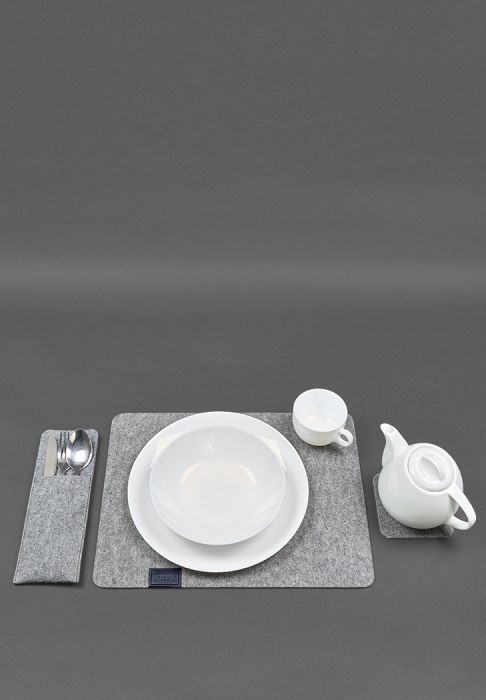 Фетровый набор для сервировки стола на 1 персону синий