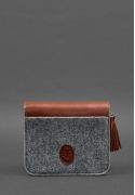 Фото Фетровая женская бохо-сумка Лилу с кожаными коричневыми вставками