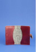 Фото Фетровый женский кард-кейс 6.1 с кожаными бордовыми вставками