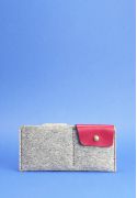 Фото Фетровое женское портмоне-купюрник 8.0 с кожаными бордовыми вставками