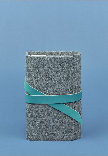 Фетровий жіночий блокнот (Софт-бук) 1.0 з шкіряними бірюзовими вставками