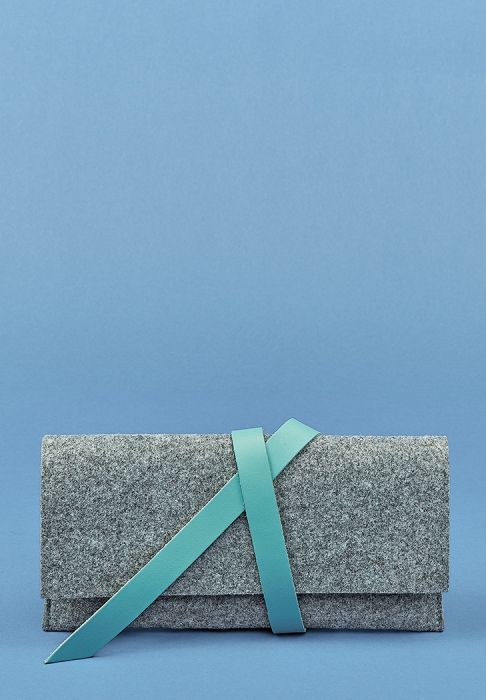 Жіночий тревел-кейс 1.0 з фетру з шкіряними бірюзовими вставками