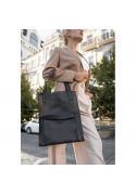 Фото Шкіряна жіноча сумка шоппер Бэтси з кишенею чорна Краст BlankNote (BN-BAG-10-1-g)