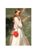 Фото Шкіряна кругла жіноча сумка Бон-бон червона