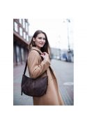 Фото Кожаная женская сумка Круассан темно-коричневая