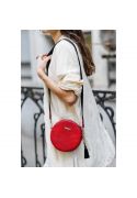 Фото Круглая кожаная женская сумочка Tablet красная