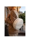 Фото Шкіряна жіноча кругла сумка-рюкзак Maxi біла