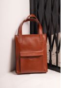 Фото Кожаная женская сумка шоппер Бэтси с карманом светло-коричневая Краст (BN-BAG-10-1-k)