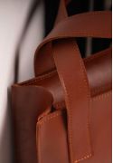 Фото Кожаная женская сумка шоппер Бэтси с карманом светло-коричневая Краст (BN-BAG-10-1-k)