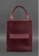 Фото Кожаная женская сумка шоппер Бэтси с карманом бордовая