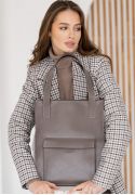 Фото Шкіряна жіноча сумка шоппер Бетсі з кишенею темно-бежева Краст (BN-BAG-10-1-beige)
