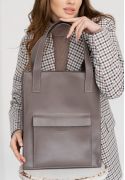 Фото Кожаная женская сумка шоппер Бэтси с карманом темно-бежевая Краст (BN-BAG-10-1-beige)