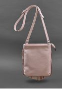 Фото Кожаная женская сумка с бахромой мини-кроссбоди Fleco розовая