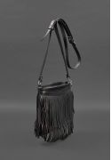 Фото Шкіряна жіноча сумка з бахромою міні-кроссбоді Fleco чорна (BN-BAG-16-g)