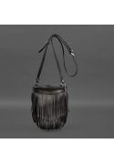 Фото Шкіряна жіноча сумка з бахромою міні-кроссбоді Fleco чорна (BN-BAG-16-g)