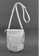 Фото Кожаная женская сумка с бахромой мини-кроссбоди Fleco белая