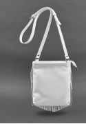 Фото Кожаная женская сумка с бахромой мини-кроссбоди Fleco белая