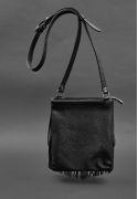 Фото Кожаная женская сумка с бахромой мини-кроссбоди Fleco черная