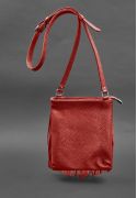 Фото Кожаная женская сумка с бахромой мини-кроссбоди Fleco красная