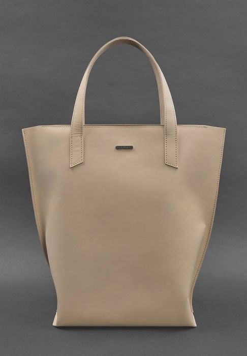 Фото Кожаная женская сумка шоппер D.D. светло-бежевая краст (BN-BAG-17-light-beige)