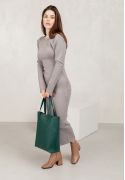 Фото Кожаная женская сумка шоппер D.D. зеленая