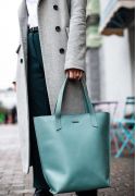 Фото Кожаная женская сумка шоппер D.D. Бирюзовая