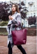Фото Кожаная женская сумка шоппер D.D. бордовая