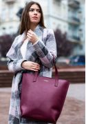 Фото Кожаная женская сумка шоппер D.D. бордовая
