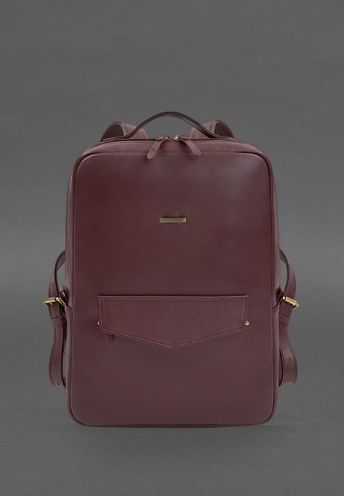 Фото Кожаный городской рюкзак на молнии Cooper maxi бордовый (BN-BAG-19-1-vin)