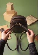 Кожаный женский мини-рюкзак Kylie Темно-коричневая замша - Фото 4 