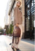 Фото Кожаный женский мини-рюкзак Kylie Марсала