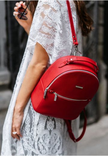 Шкіряний жіночий міні-рюкзак Kylie червоний