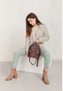 Фото Кожаный женский мини-рюкзак Kylie Бордовый краст