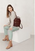 Фото Шкіряний жіночий міні-рюкзак Kylie Бордовий краст