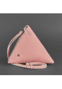 Фото Кожаная женская сумка-косметичка Пирамида розовая