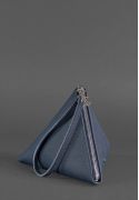 Фото Кожаная женская сумка-косметичка Пирамида синяя