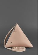 Фото Кожаная женская сумка-косметичка Пирамида светло-бежевая