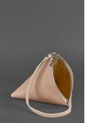Фото Кожаная женская сумка-косметичка Пирамида светло-бежевая