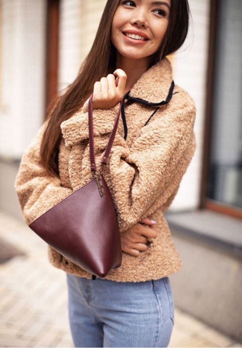 Фото Сумка-косметичка піраміда, марсала