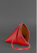 Фото Кожаная женская сумка-косметичка Пирамида красная