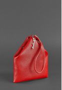 Фото Кожаная женская сумка-косметичка Пирамида красная