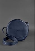 Фото Кожаная женская круглая сумка-рюкзак Maxi темно-синяя