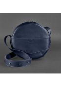 Фото Кожаная женская круглая сумка-рюкзак Maxi темно-синяя