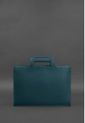 Фото Женская кожаная сумка для ноутбука и документов зеленая