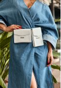 Фото Набор женских белых кожаных сумок Mini поясная/кроссбоди