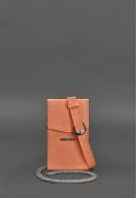 Фото Вертикальная женская кожаная сумка Mini поясная/кроссбоди Живой коралл