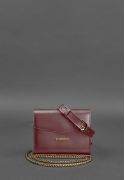 Фото Женская кожаная сумка поясная/кроссбоди Mini бордовая
