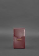 Фото Вертикальная женская кожаная сумка Mini поясная/кроссбоди бордовая