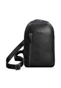 Фото Черный кожаный мужской рюкзак на одно плечо Chest Bag (BN-BAG-42-g)