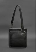 Фото Кожаная мужская сумка через плечо Черная Краст (BN-BAG-46-g)